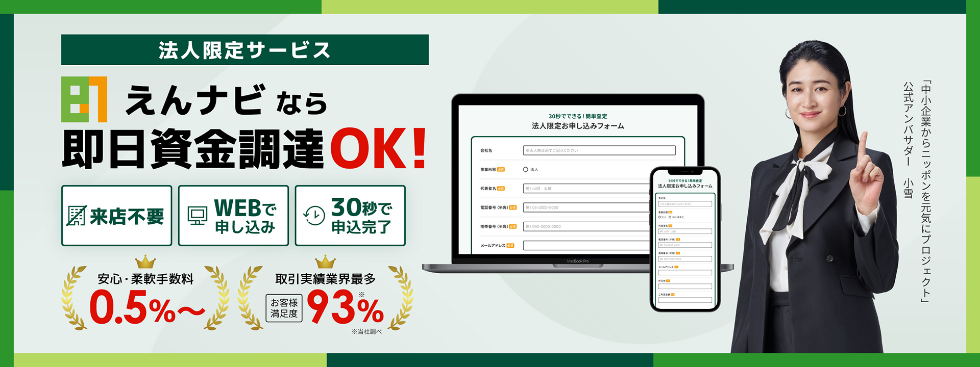 えんナビなら即日資金調達OK!